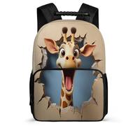 TPISLI Giraffe 3D Print Bookbag Primary School for Girls Boys Primary Age 6-11 Animal Giraffe Daypack Students, Padded Back Soft Felt Details Travel Daily Use