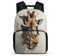 TPISLI Giraffe 3D Print Rucksack for Students Ages 6-10 Animal Bookbag for Students School Years 1-4, Sturdy Handle Adjustable Straps Back to School Gift