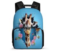 TPISLI Giraffe 3D Print School Backpack School Years 1-4 for Kids and Teens 7-11 Year Olds Animal Rucksack Students, Sturdy Handle Adjustable Straps Birthday Gift