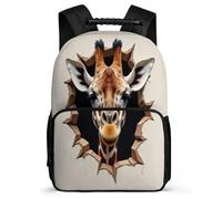 TPISLI Giraffe 3D School Backpack School Years 1-4 for Girls Boys 8-12 Years Animal Giraffe Rucksack Girls Boys, Lightweight Side Pockets Daily Essentials