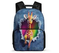 TPISLI Giraffe Design Backpack for Girls Boys Primary Years 4-6, Animal Pattern Rucksack for Students, Lightweight School Bag, 1680D Fabric, Primary Classes, Daily Essentials