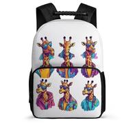 TPISLI Giraffe Design Bookbag for Boys Age 5-10 Animal Pattern Rucksack for Kids and Teens School Years 1-4, Soft Felt Details 1680D Fabric Daily Essentials