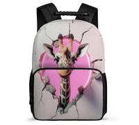 TPISLI Giraffe Design Bookbag Junior School for Children Primary Age 6-11 Animal Pattern Rucksack Boys Girls, Soft Felt Details Sturdy Handle Outdoor Day Trips