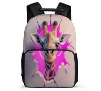 TPISLI Giraffe Design Daypack for Kids and Teens Age 5-10 Animal Pattern School Bag for Girls Boys Year 2-5, Adjustable Straps 1680D Fabric Back to School Gift