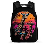 TPISLI Giraffe Design Rucksack for Boys Girls Ages 6-10, Animal Pattern Bookbag for Children, Durable Backpack, Side Pockets, Padded Back, Travel Daily Use