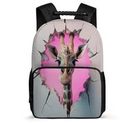 TPISLI Giraffe Design School Backpack Ages 6-10 for Boys Girls, Animal 3D Pattern Daypack for Kids, Lightweight Bag, 1680D Fabric, Primary Classes, Daily Essentials