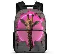 TPISLI Giraffe Design School Backpack for Girls Boys Year 2-5 Animal Pattern School Bag Year 3-6 Girls Boys, Soft Felt Details Side Pockets Travel Daily Use