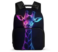 TPISLI Giraffe Design School Bag for Kids and Teens Age 5-10 Animal Pattern Backpack for Girls School Years 1-4, Adjustable Straps Sturdy Handle Short Trips