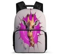 TPISLI Giraffe Illustration School Backpack for Kids and Teens Primary Classes Animal Theme Backpack Age 7-12 Children, Padded Back Sturdy Handle Daily Essentials