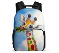 TPISLI Giraffe Pattern Backpack for Boys Girls School Years 1-4 Animal Backpack Primary Age 6-11 Boys, Soft Felt Details 1680D Fabric Back to School Gift