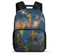 TPISLI Giraffe Pattern Backpack for Children Primary Age 6-11 Animal Motif Rucksack for Kids and Teens School Years 1-4, Lightweight Sturdy Handle Back to School Gift