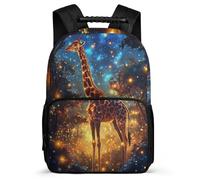 TPISLI Giraffe Pattern Backpack Primary Classes for Children Primary Age 6-11 Animal School Bag Kids and Teens, 1680D Fabric Lightweight Daily Essentials