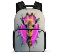 TPISLI Giraffe Pattern Bookbag for Students 6-11 Years Animal Motif Daypack for Kids and Teens Primary Classes, Lightweight Adjustable Straps Travel Daily Use