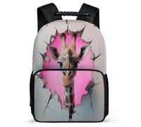 TPISLI Giraffe Pattern Daypack Year 3-6 for Girls Boys 7-11 Year Olds Animal Motif School Bag Students, Adjustable Straps Soft Felt Details Travel Daily Use