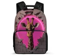 TPISLI Giraffe Pattern School Bag Junior School for Kids and Teens Primary Age 6-11 Animal Motif Daypack Students, Side Pockets Sturdy Handle Outdoor Day Trips