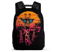 TPISLI Giraffe Print Backpack for Boys Girls Primary School Animal Design Rucksack Primary Age 6-11 Students, Sturdy Handle Adjustable Straps Back to School Gift