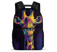TPISLI Giraffe Print Backpack for Girls Boys for 5 to 10 Years, Animal Design School Bag Students, Lightweight Rucksack, Side Pockets, Padded Back, Travel Daily Use