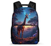 TPISLI Giraffe Rucksack for Kids and Teens 7-11 Year Olds Animal Giraffe Bookbag for Girls Year 3-6, Adjustable Straps Sturdy Handle Daily Essentials