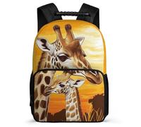 TPISLI Giraffe School Backpack for Kids and Teens Year 2-5 Animal Giraffe Rucksack 6-11 Years Boys Girls, Side Pockets Adjustable Straps Birthday Gift