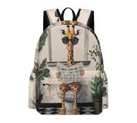 TPISLI Giraffe School Backpack Girls Year 8 Funny Animal Rucksack Students Year 6 Lightweight Durable 14 Inch Laptop Rucksack School Years 3-6 Daily Use Daily Carry