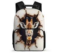 TPISLI Giraffe School Bag for Girls 8-12 Years 3D Print Animal Backpack for Kids and Teens Primary School, Soft Felt Details Durable Outdoor Day Trips