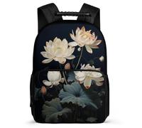 TPISLI Girls Backpack Flower Bag for Elementary School Boy Schoolbag Lotus Back Pack Travel Casual Daypack 15.7 Inch with Adjustable Shoulder Straps