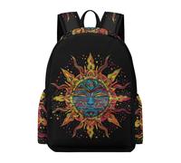 TPISLI Girls Backpack, Lightweight School Bag for Kids Backpack with Bohemian Sun Children's Rucksack with Bottle Pockets for Kindergarten (Sun God)