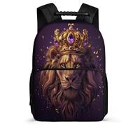 TPISLI Girls Backpack Lion Bag for Elementary School Boy Schoolbag Lions Animal King Back Pack Travel Casual Daypack 15.7 Inch with Adjustable Shoulder Straps