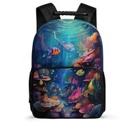 TPISLI Girls Backpack Sea Creature Bag for Elementary School Boy Schoolbag Sea Life Back Pack Travel Casual Daypack 15.7 Inch with Adjustable Shoulder Straps