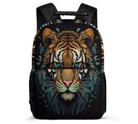 TPISLI Girls Backpack Tiger Bag for Elementary School Boy Schoolbag Animal Theme Back Pack Travel Casual Daypack 15.7 Inch with Adjustable Shoulder Straps
