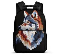 TPISLI Girls Backpack Wolf Bag for Elementary School Boy Schoolbag Animal Wolve Back Pack Travel Casual Daypack 15.7 Inch with Adjustable Shoulder Straps