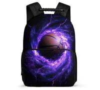TPISLI Girls Boys Basketball Pattern Rucksack Primary Age 6-11 Basket-Ball Print Backpack for Girls Boys School Years 1-4, 1680D Fabric Lightweight Travel Daily Use