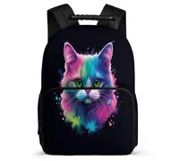 TPISLI Girls Boys Cat School Backpack for School Animal Kitten Bookbag Primary Age 6-11 Year 2-5, 1680D Fabric Adjustable Straps Daily Essentials