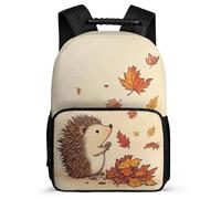 TPISLI Girls Boys Cute Hedgehog School Bag 7-11 Year Olds Autumn Theme Backpack for Students School Years 1-4, Sturdy Handle Side Pockets Outdoor Day Trips