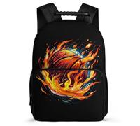 TPISLI Girls Boys Fire Basket-Ball School Backpack for School Basketball Design Bookbag Primary Age 6-11 Year 2-5, 1680D Fabric Adjustable Straps Daily Essentials