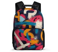 TPISLI Girls Boys Graffiti School Backpack 7-11 Year Olds Colourful Backpack for Kids Year 3-6, Sturdy Handle Adjustable Straps Outdoor Day Trips