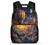 TPISLI Girls Boys Hot-air Balloon School Backpack Year 3-6 Colorful Scenery Backpack for Girls Boys Year 3-6, Adjustable Straps Soft Felt Details School Travel