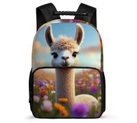 TPISLI Girls Boys Kawaii Alpaca School Backpack for School Animal Llama Bookbag Primary Age 6-11 Year 2-5, 1680D Fabric Adjustable Straps Daily Essentials