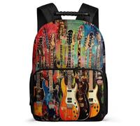 TPISLI Girls Boys Music Lover School Bag Year 3-6 Guitar Rucksack for Kids and Teens School Years 1-4, 1680D Fabric Sturdy Handle Daily Essentials