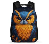 TPISLI Girls Boys Owl Design School Backpack 7-11 Year Olds Bird Print Backpack for Students Primary School, Soft Felt Details Side Pockets Daily Essentials