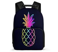 TPISLI Girls Boys Pineapple Design School Backpack Year 3-6 Fruit Print Bookbag for Kids and Teens School Years 1-4, Side Pockets Soft Felt Details Short Trips