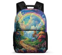 TPISLI Girls Boys Rainbow School Bag 7-11 Year Olds Beautiful Scenery Backpack for Students School Years 1-4, Sturdy Handle Side Pockets Outdoor Day Trips