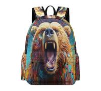 TPISLI Girls Boys School Bag Bear Motif Backpack Primary to Secondary Rucksack with Animal Bear for Year 7-10 Study, Lightweight Book Bag for Travel and Daily Use
