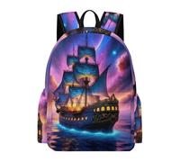 TPISLI Girls Boys School Bag Boat Ocean Pattern Backpack Age 8-14 Rucksack with Sailboat for Study Days, Lightweight 11.6 Inch Laptop Daypack for Books, Lessons and Travel