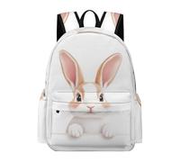 TPISLI Girls Boys School Bag Bunny Print Backpack 8-14 Years Old Rucksack with Animal Rabbit for Study Days, Cool 15.6 Inch Laptop Bag for Books and Outdoor Use and Daily Book Carry