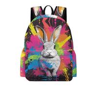 TPISLI Girls Boys School Bag Colorful Rabbit Backpack Age 8-14 Rucksack with Animal Bunny for Study Days, Lightweight 13.3 Inch Laptop Rucksack for Day Trips and Birthday Gift