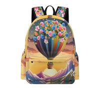 TPISLI Girls Boys School Bag Hot Air Balloon Backpack 8-14 Years Old Rucksack with Flowers Landscape for Study Days, Cool 15.6 Inch Laptop Bag for Books and Outdoor Use and Daily Book Carry