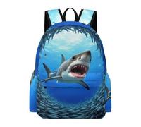 TPISLI Girls Boys School Bag Shark Backpack Year 7-10 Rucksack with Marine Life for Year 7-10 Study, Cool Book Bag for Books, Lessons and Travel and Daily Book Carry
