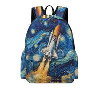 TPISLI Girls Boys School Bag Starry Sky Art Backpack 8-14 Years Old Rucksack with Space Rocket for Study Days, Cool 15.6 Inch Laptop Bag for Books and Outdoor Use and Daily Book Carry