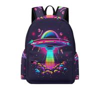 TPISLI Girls Boys School Bag Starry Sky UFO Backpack 8-12 Years Rucksack with Spaceship for Study Days, Lightweight 14 Inch Laptop Bag for Spring Outing and Daily Classes